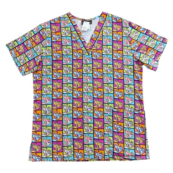 NWT Pink Panther Scrub Top - Picture 1 of 10